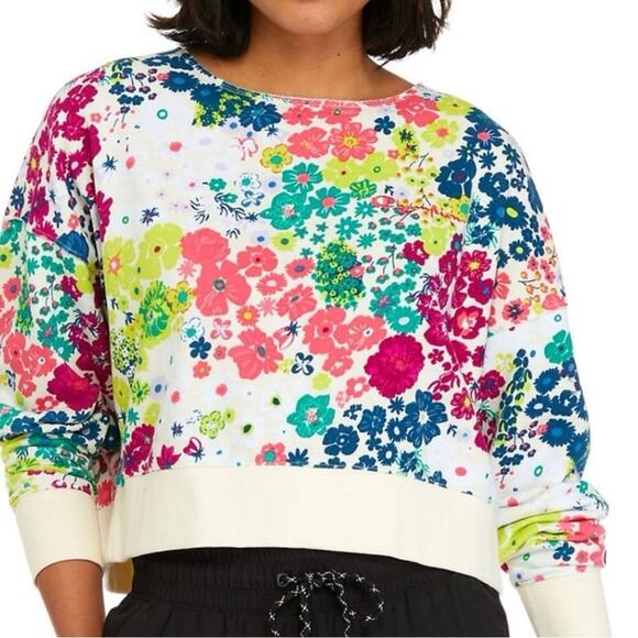 Champion flower power campus long sleeve cropped size large French terry sweater - Picture 1 of 9